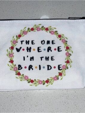 White Bridal Pouch with Floral Design- Friends inspired